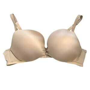 Cacique Plunge Tshirt Bra 42C Nude Padded Molded Push Up Underwired Back Close
